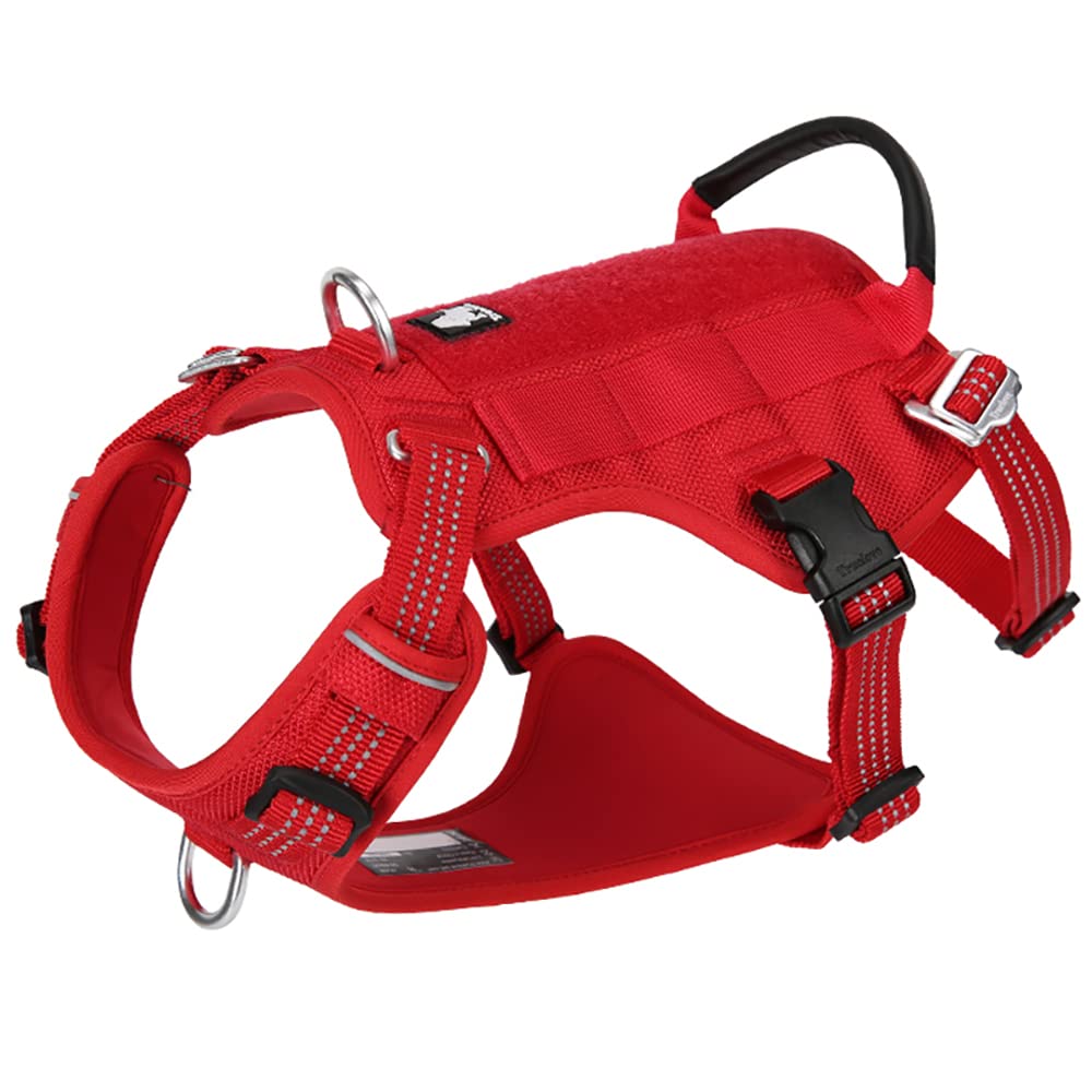 J&ampC Paradise PRO犬ハーネス 日本正規店 抜けない ダブルＨ型 簡単装着 ネオプレン素材 丈夫 スポーツ 中型犬 大型犬専用 (M,リボン赤)