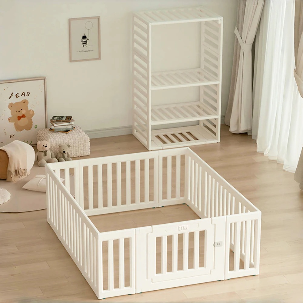 【国内出荷】ベビーサークル 内径150*180cm 変形可能 収納棚へ変身可能 扉付き ベビーゲート ベビーフェンス プレイヤード 簡単組立 柵 キッズ【内径150*180cm】