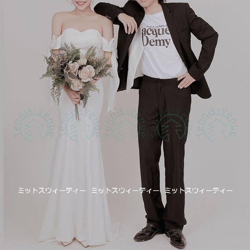 ウェディングドレス ロングドレス 結婚式 ウエディングドレス オフショルダー マーメイド 二次会 花