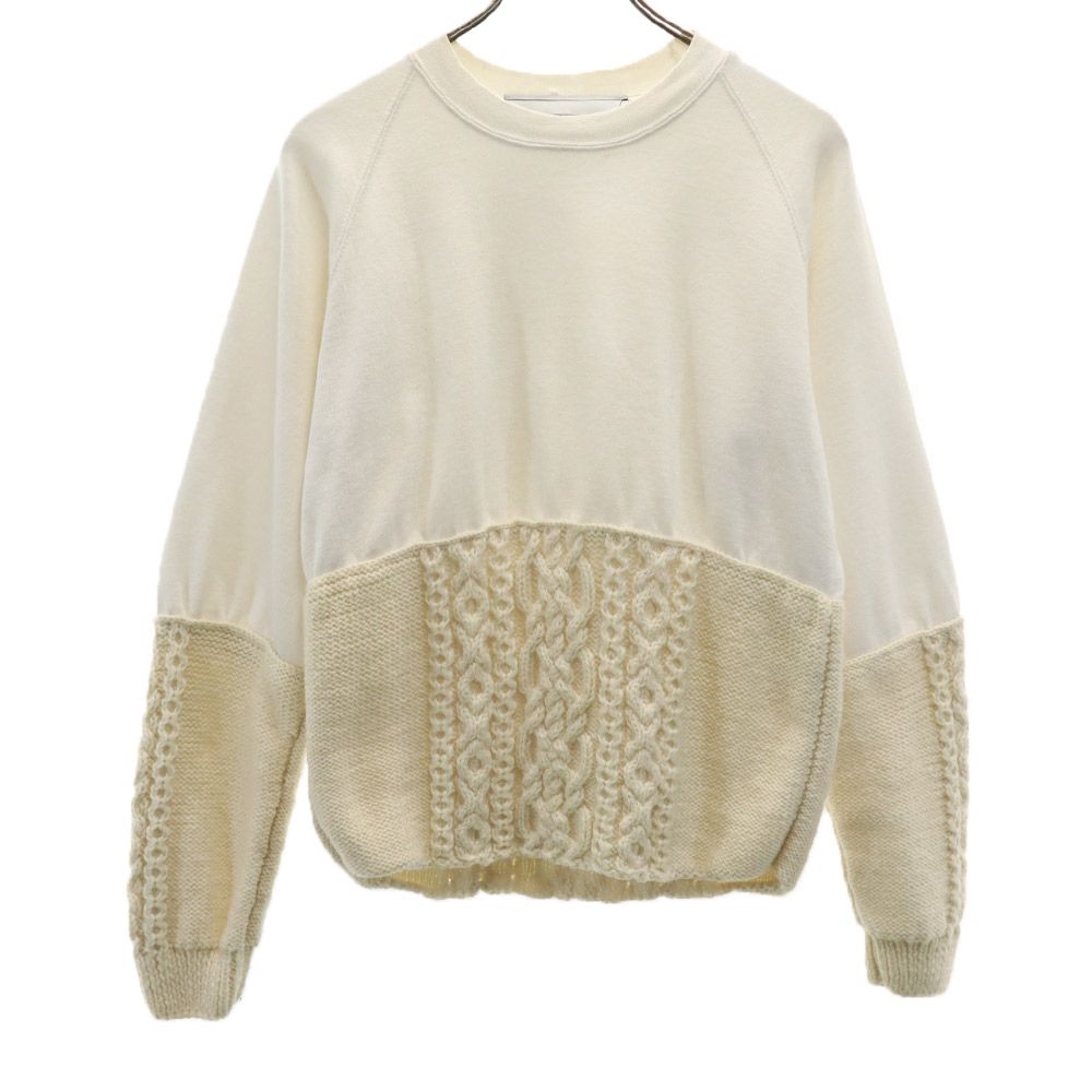 ミカエラビュルガー 長袖 トレーナー 切替 スウェット ホワイト MICHAELA BUERGER プルオーバー 裏起毛 レディース