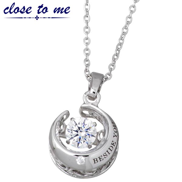 クロストゥーミー close to me シルバー ネックレス CZ ダンシングストーン 三日月