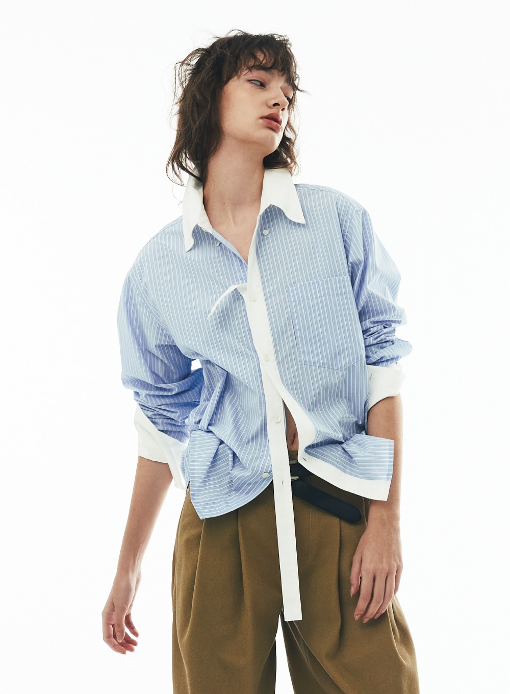 【SATUR】 HILLS TIE SHIRTS : BLUE STRIPE