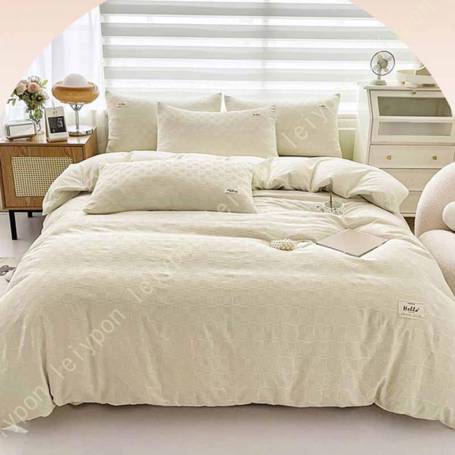 防ダニ 掛け布団カバー 布団カバー 幾何柄 ブルー ホテル シングル コットン 冬 布団かばー ふとんかばー ふとんカバー 夏 高級 4点セット ボックスシーツ