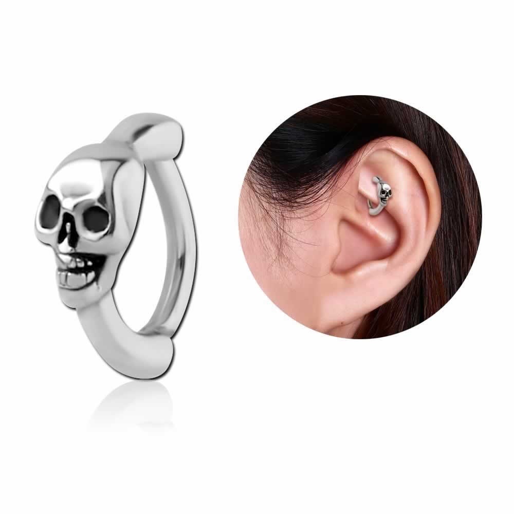 軟骨ピアス ロック ルーク ダイス 16G スカル クリッカー ボディピアス 16ゲージ メンズ レディース ドクロ 頭蓋骨 髑髏 骸骨 男性 彼氏 プレゼント 装着 簡単 bc137