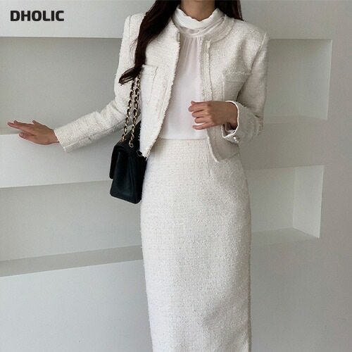 [メガ割りSALE]テクスチャーツイードIラインスカート