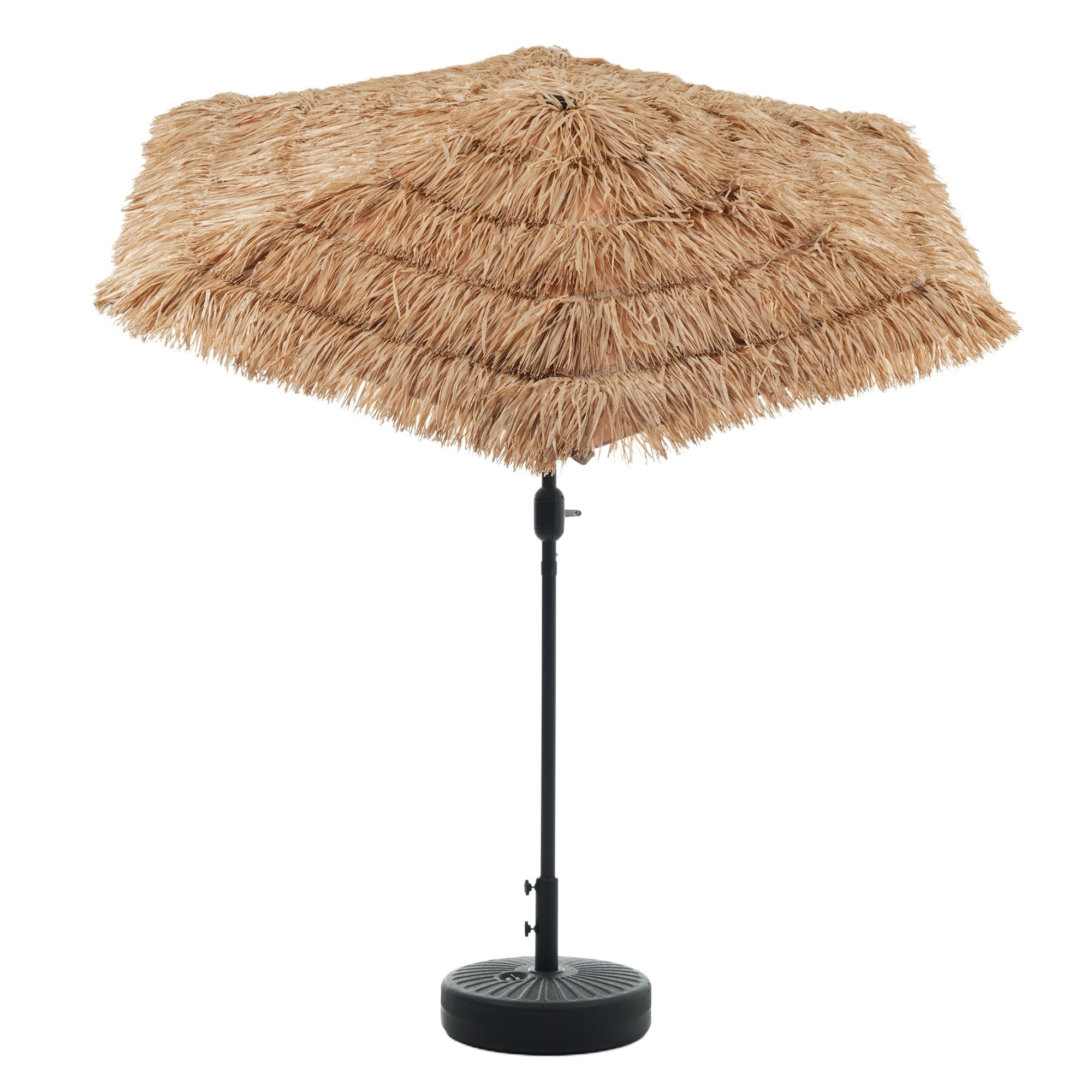 【国内発送 無-送料】186【ベース付き】ハワイアン パラソル単体 ナチュラル 直径220cm 30+UPF紫外線対策 角度調整 パラソルセット ベース パラソル ガーデンパラソル