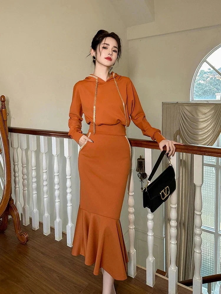 パーカーワンピース 着痩せ 同窓会 お呼ばれ マーメイド 上下セット 大人 パーティー ドレス キャバ 結婚式 披露宴 秋冬 二次会 ウェディング 卒業式 フード付き