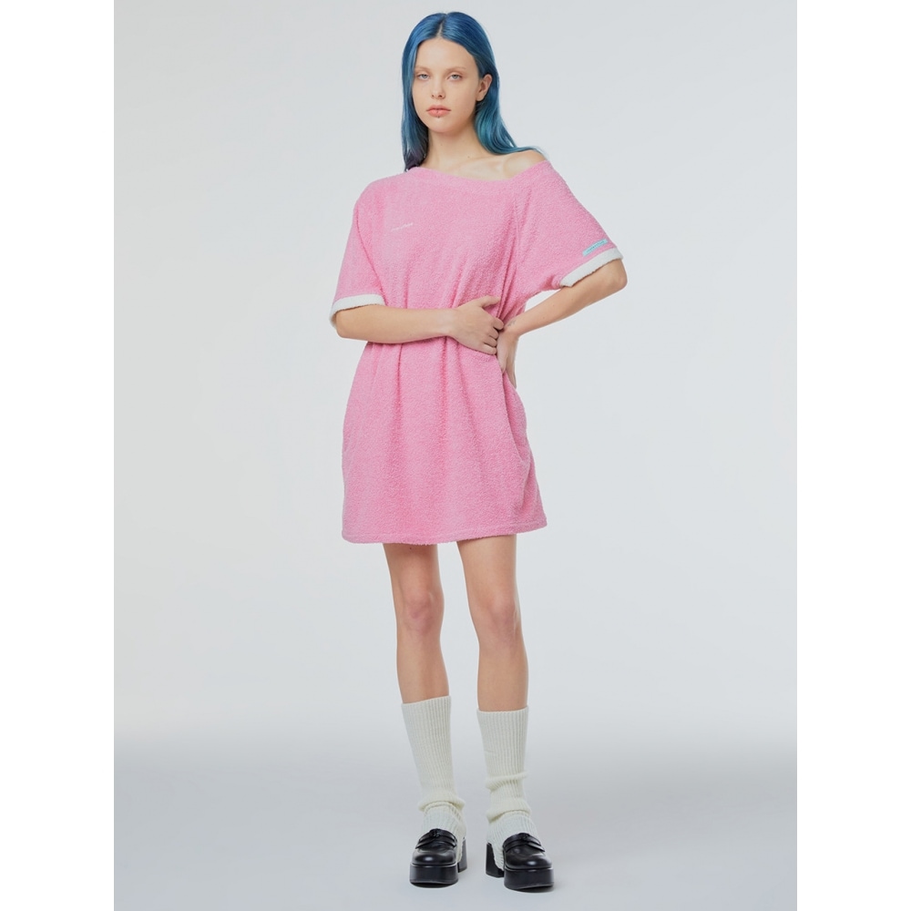 INSTANTFUNKワンショルダーブクレーミニワンピースピンク 13,041円