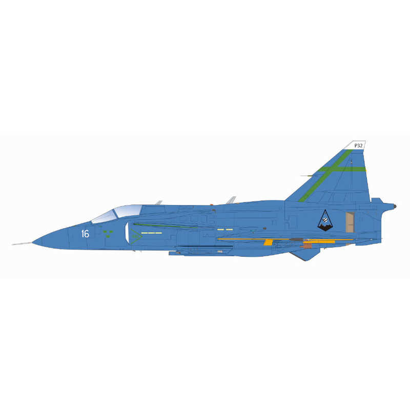 プラッツ　1/48 スウェーデン空軍 JA37 ヤクトビゲン ブルーピーター スウェーデン空軍75周年記念塗装機 イタレリ 4,196円