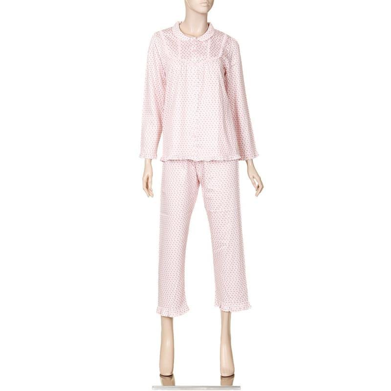 綿70番手リボンプリント女性パジャマ(WPA3190W)