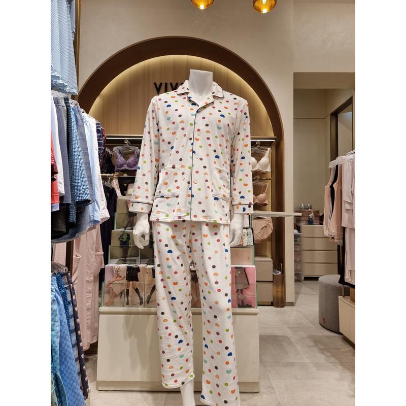 ヨーロッパDカラー ドット ハート 軽量 メンズ パジャマ(MP594Y)