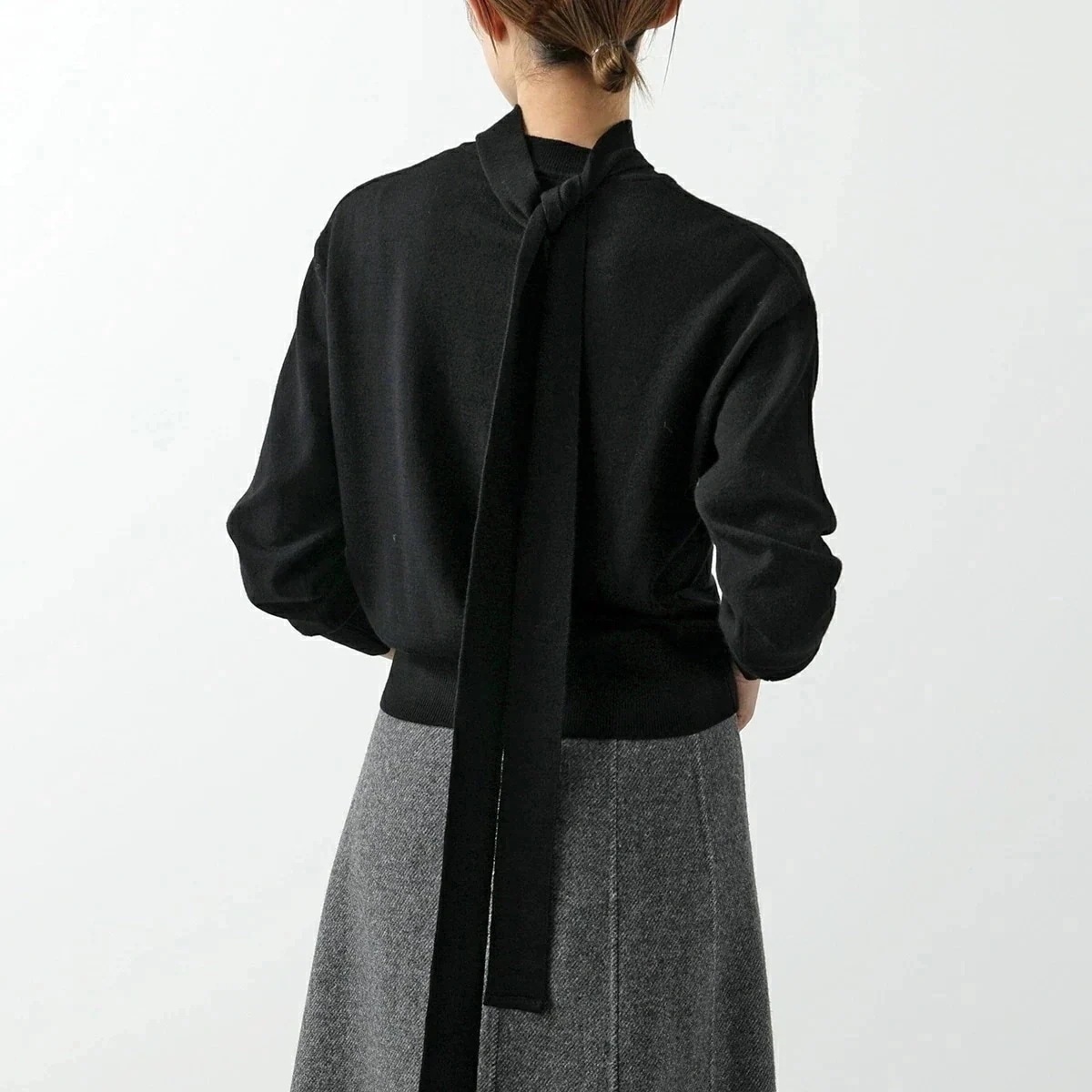 MEIMEIJ メイメイジェイ セーター M4IZ60 レディース ウール ハイゲージ クルーネック ハイネック 2way リボン タイ付き 100