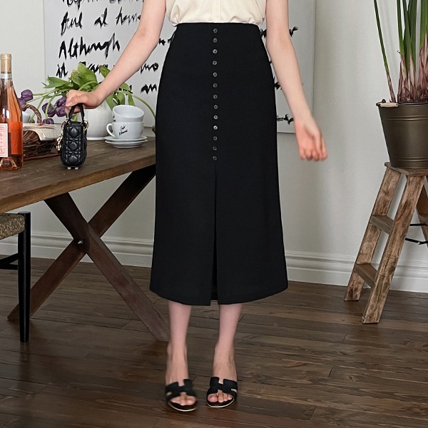 sk5772 リネンライクIラインロングスカート