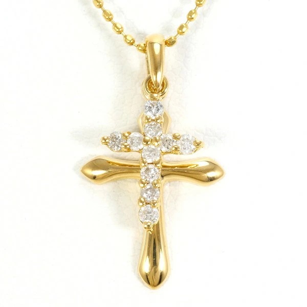 K18 18金 YG イエローゴールド ネックレス ダイヤ 0.15 約39cm ジュエリー 中古