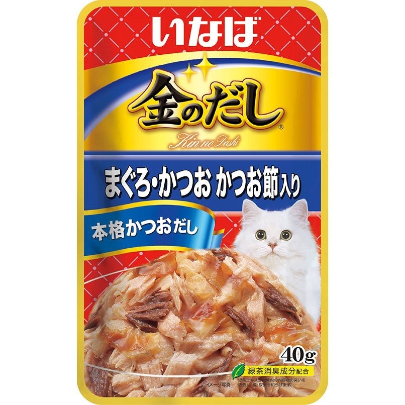 （まとめ買い）金のだしパウチ まぐろ/かつお かつお節入り 40g 猫用フード [x48]