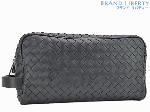 超美品ボッテガヴェネタイントレチャートトイレタリーケースセカンドバッグクラッチバッグブラック244706