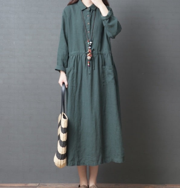 ワンピース デート モテアイテム シャツワンピース ウエストライン コットン リネン 可愛い きれいめ 上品 おしゃれ かっこいい 可愛い ラブリー キュート ガーリー クール モード系