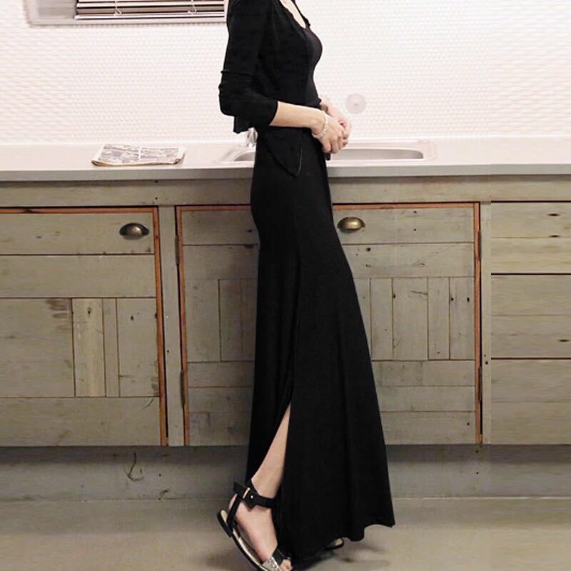 スリット ロングスカート ボトムス デート ロング丈 マキシ丈 フレア 綿 モダール 可愛い きれいめ シンプル カジュアル 上品 おしゃれ かっこいい 可愛い 女子 こなれ感