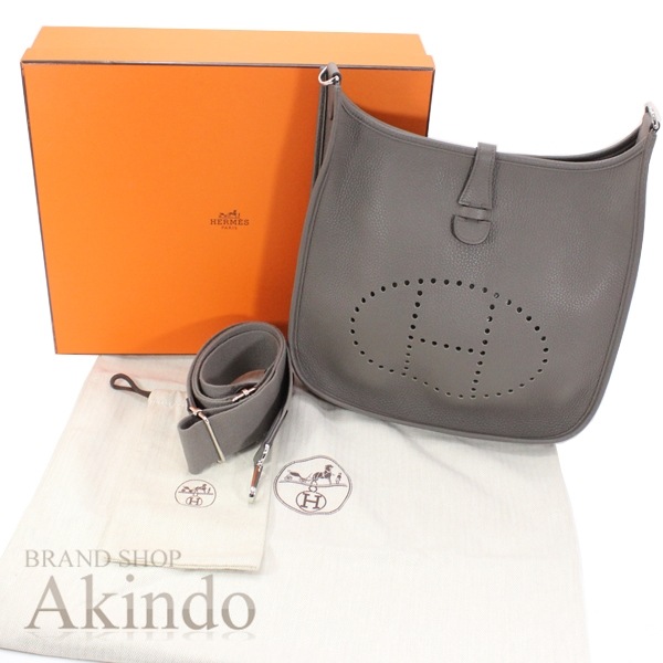 【ほぼ新品】エルメス ショルダーバッグ エヴリン3 PM エタン グレー シルバー金具 トリヨンクレマンス メンズ レディース 斜め掛けバッグ 便利 HERMES カバン ブランド 鞄 定番 人気 プ