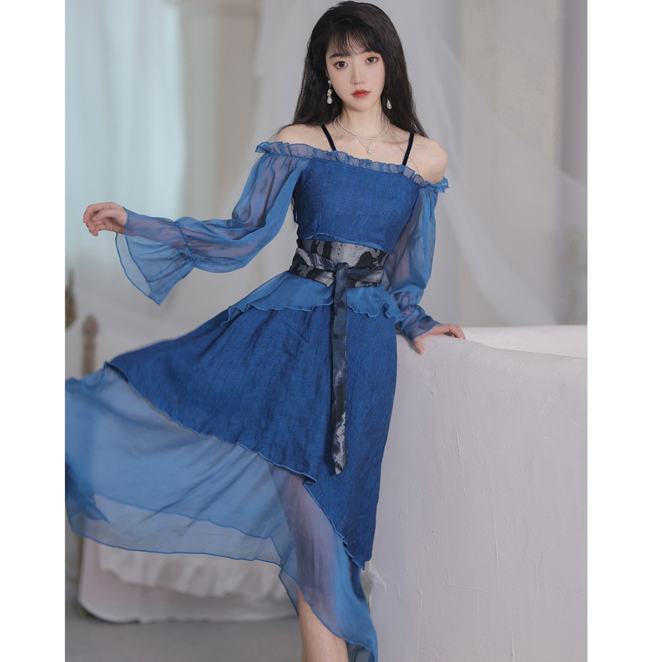 ワンピース レディース マキシワンピース 上品 春夏 シフォン フレアスカート