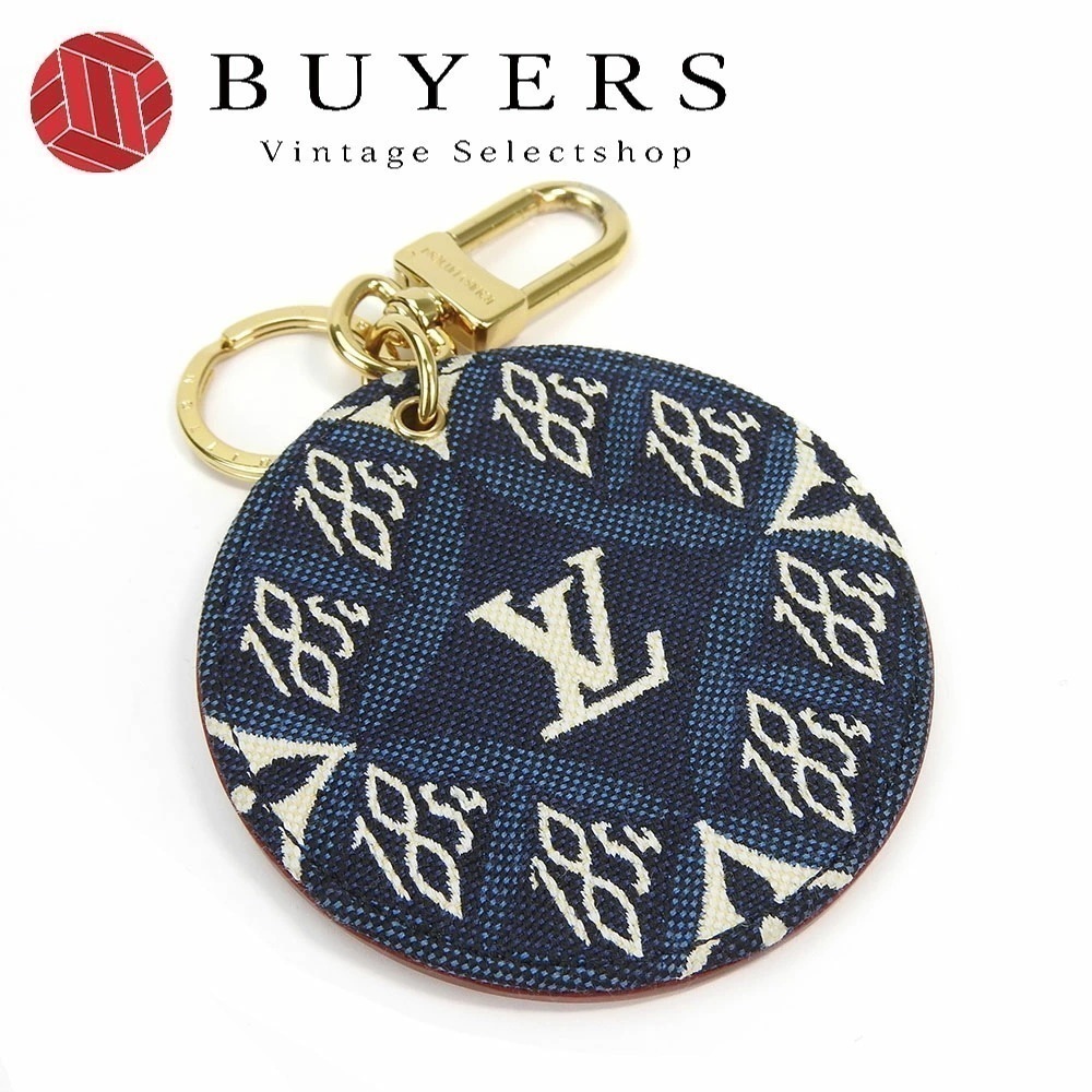 中古 ルイヴィトン キーリング キーホルダー ポルトクレイリュストレ MP2848 モノグラムジャガード Since1854 ネイビー 普段使い 小物 シンプル バッグ チャーム レディース 女性 22,866円