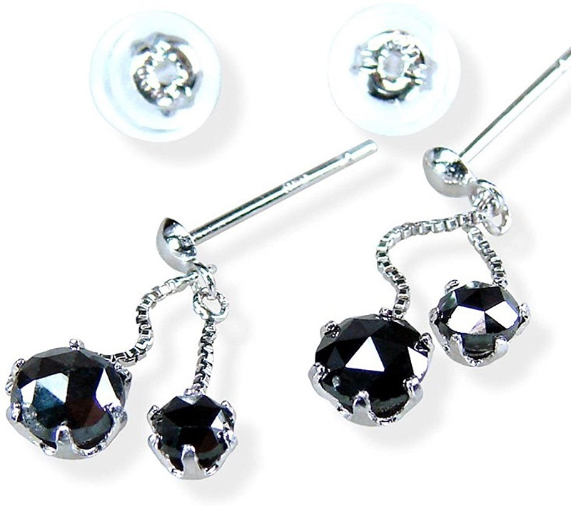 ブラックダイヤピアスプラチナ900br /ツインブラタイプ計1.0カラットローズカット！