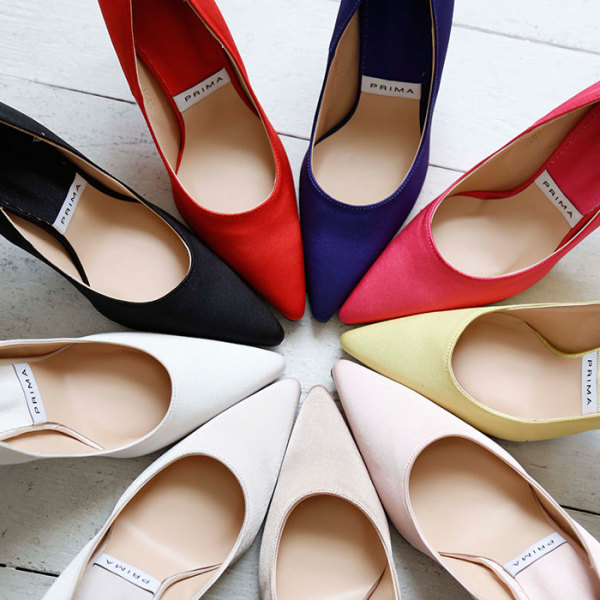 ビビッドスティレットヒールベーシックハイヒールシルク靴