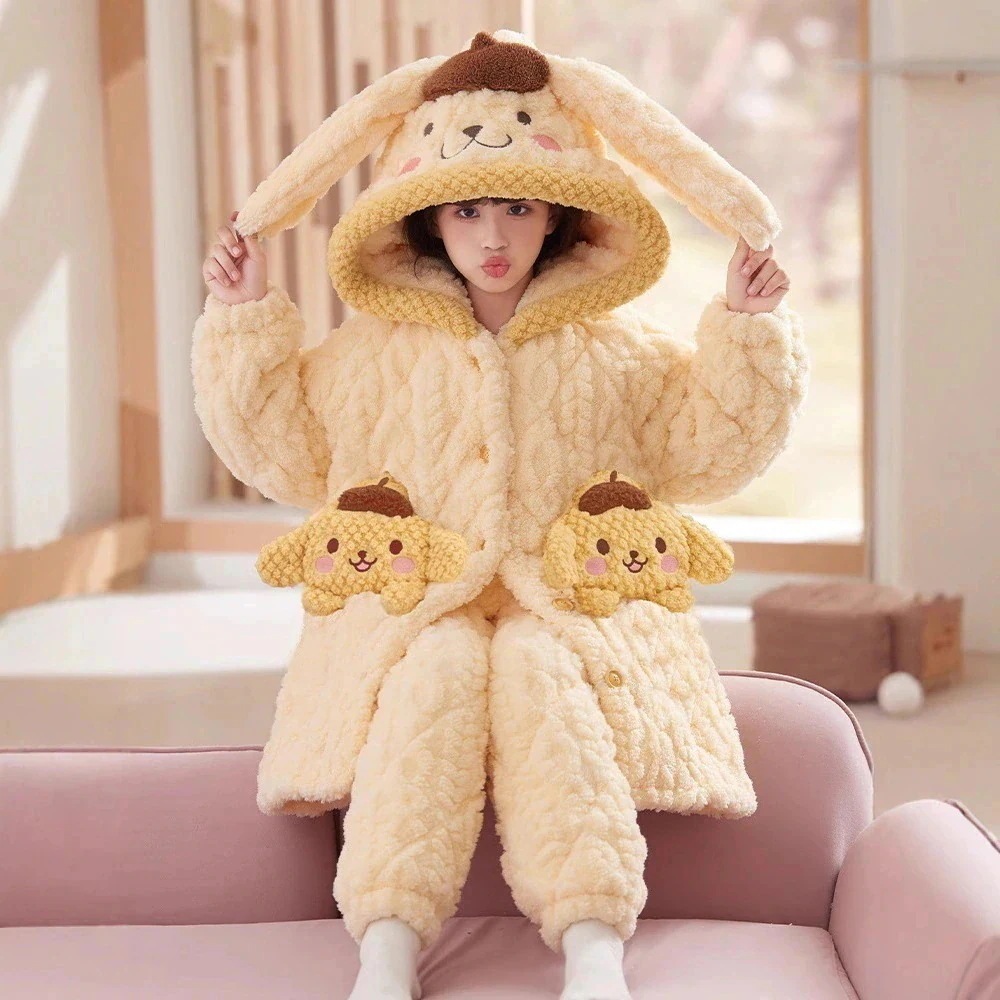 ガールズパジャマシーズン3層コットンパイルパイル厚手コーラルベルベットウィンターキッズガールズ24セット