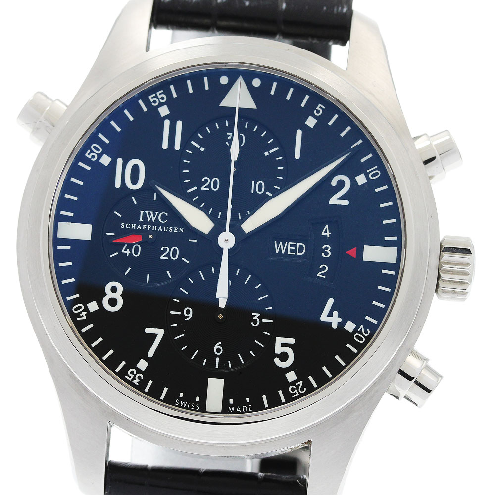 IWC IWC SCHAFFHAUSEN IW377801 パイロットウォッチ ダブルクロノグラフ デイデイト 自動巻き メンズ 良品 _962471【中古】