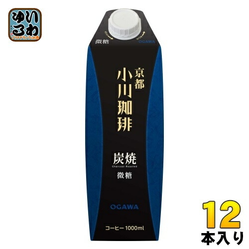 京都 小川珈琲 炭焼珈琲 微糖 1000ml 紙パック 12本 (6本入×2 まとめ買い) コーヒー飲料 アイス珈琲