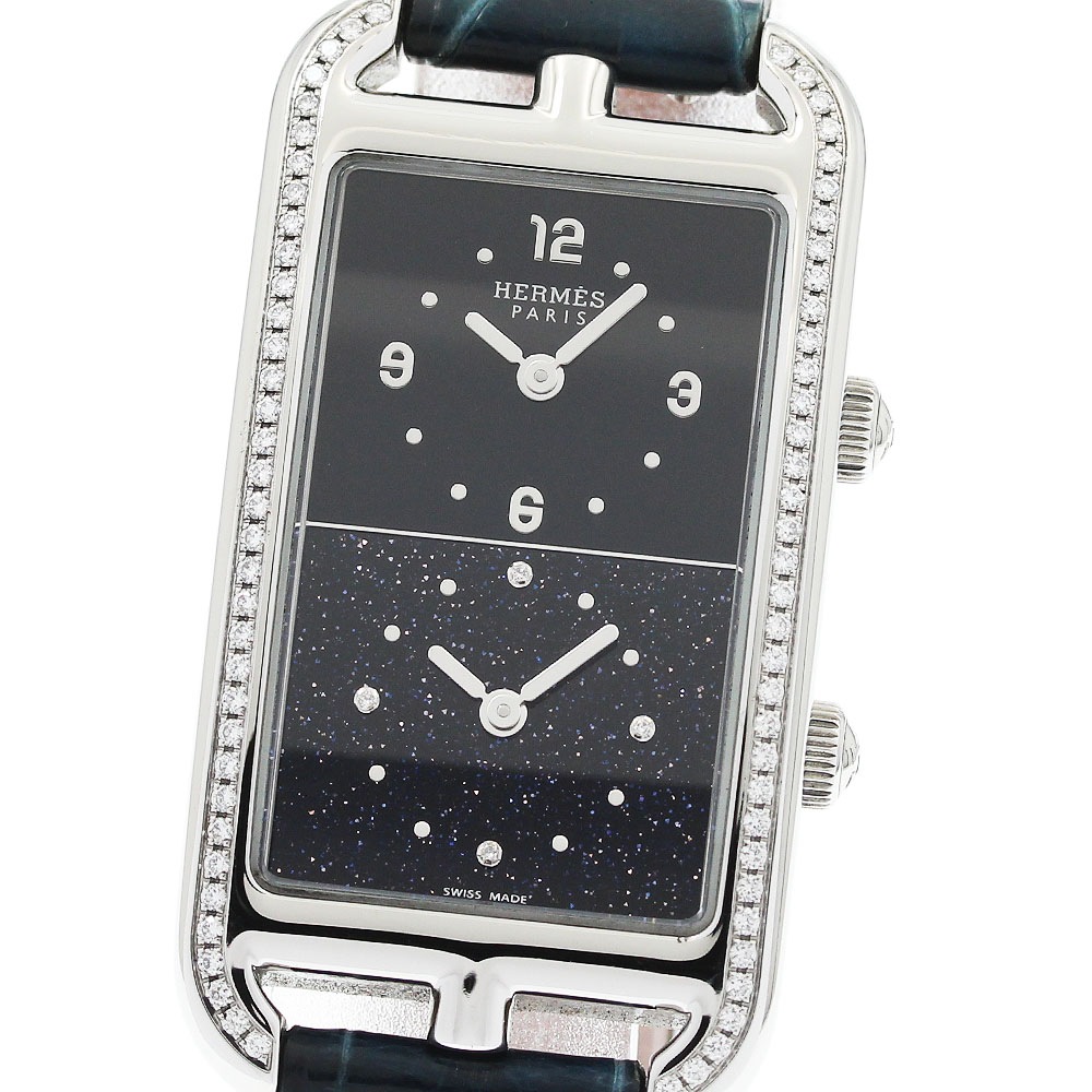 エルメス HERMES NA3.230 ナンタケット デュアルタイム ベゼルダイヤ クォーツ レディース _958367【中古】