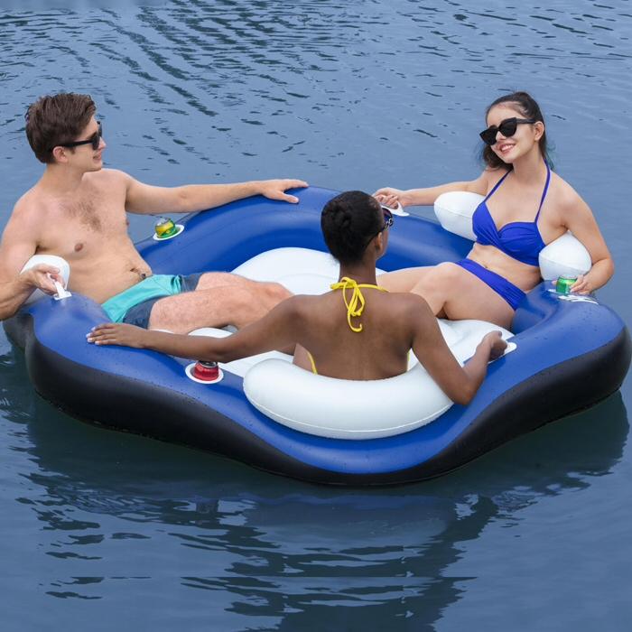 フロート 浮き輪 3人 フロートボート 浮輪 うきわ 大人用 プール 海水浴 大型 大きい ドリンクホルダー 足入れ 背もたれ ハンドル ラウンジ