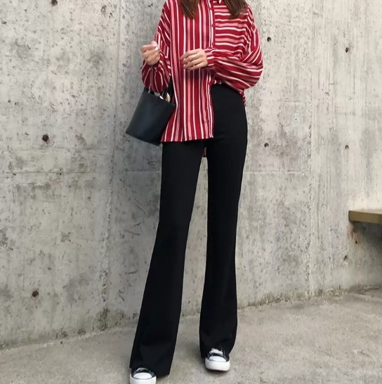 レディース パンツ ボトムス ロングパンツ ロング ブーツカット ハイウエスト ウエストゴム 伸縮性 薄手 かわいい 大人可愛い シンプル カジュアル おしゃれ こなれ感 ラフ ルーズ 個性的 主役級その他 パンツ