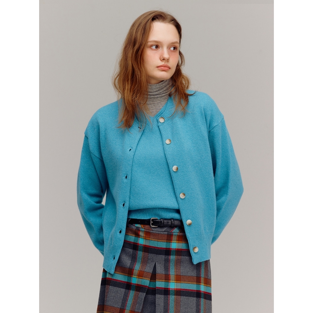 AND YOUイーストサイドラウンドネックウールニットカーディガン+ドナウVネックウールニットベスト（4color）