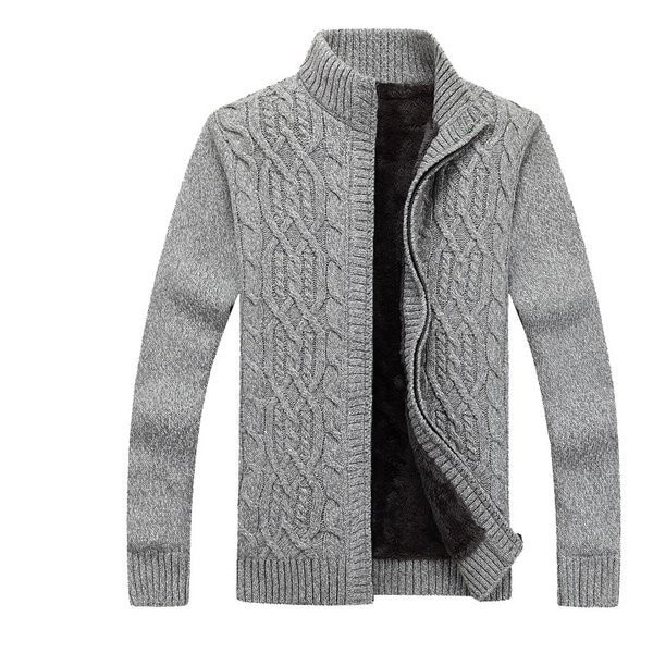 カーディガン 裏起毛 メンズ カラー スタンド 編み ブルゾン 保温 防寒 カットソー カジュアル