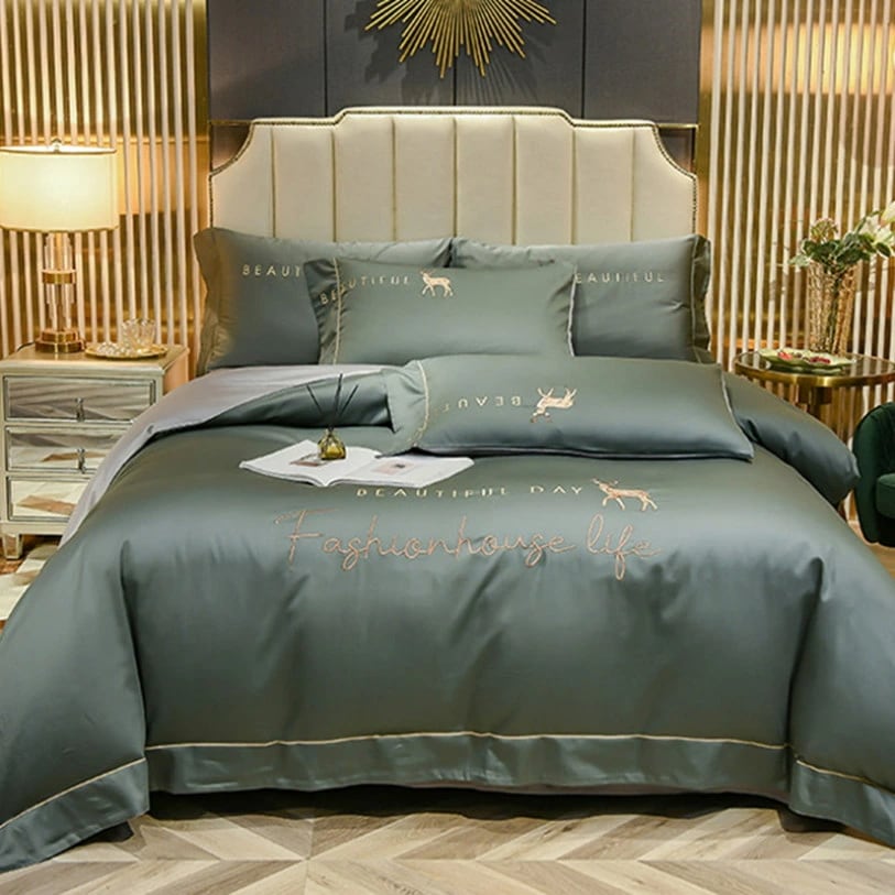 クーポン 布団カバーセット 刺繍デザイン シングル セミダブル 寝具カバー おしゃれ 布団カバー3点セット 4点セット シルク見たい ファスナー 掛け布団カバー ボックスシーツ フラットシーツ ベッド