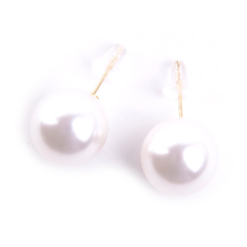 パールピアス 12mm 18金 K18 スワロフスキー 18K 日本製 ホワイト 白 ゴールド