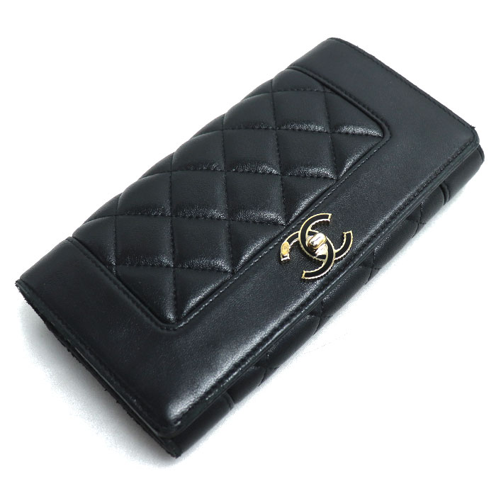 CHANEL シャネル マトラッセ マドモアゼル 長財布 ブラック A80971 レディース 中古