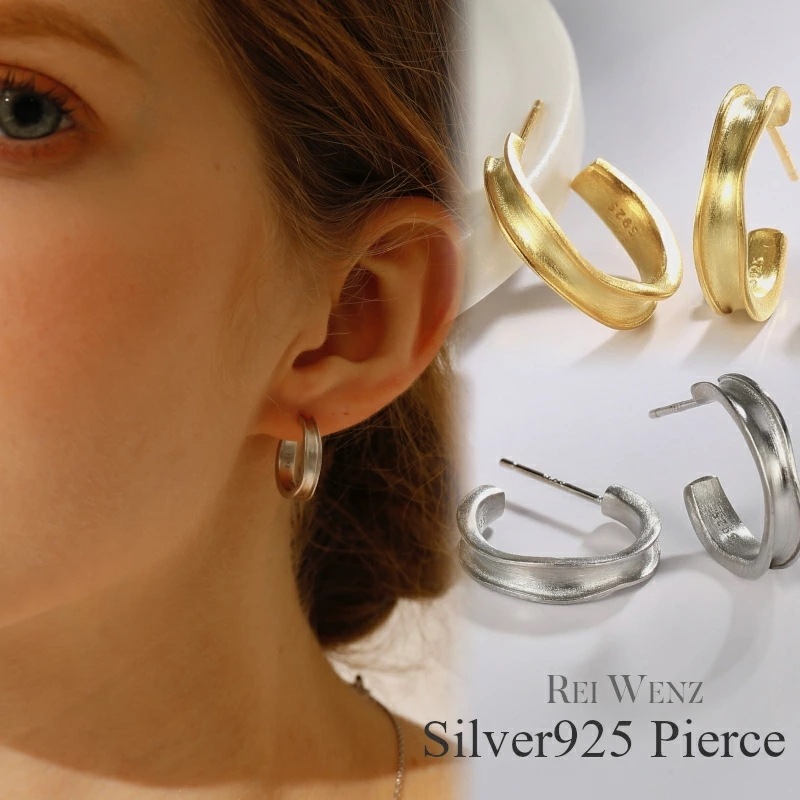 ピアス フープ 丸 サークル マット つや消し シルバー ゴールド シンプル Sier925 レディース 女性 金属アレルギー プレゼント