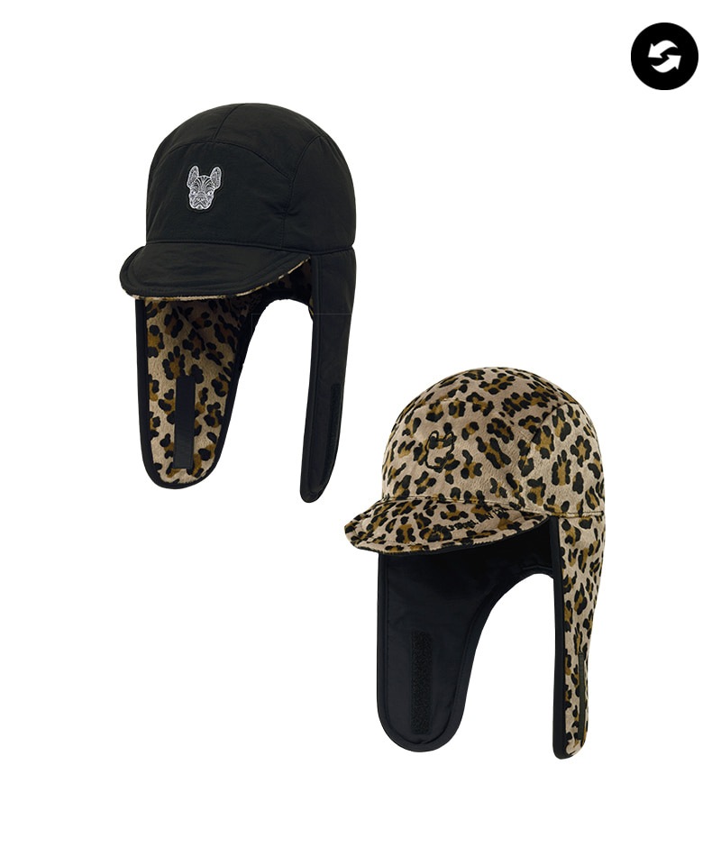 共用）ヒョウ柄リバーシブルトラッパーキャップ