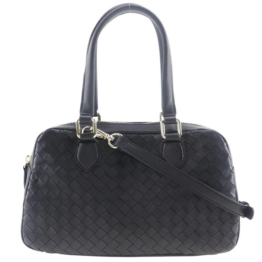 Pua Moena ピュアモエナ 2WAYショルダー メッシュデザイン ハンドバッグ レザー 黒 レディース 中古品 A+ランク