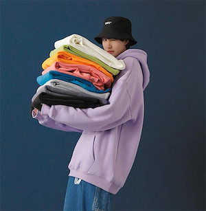 パーカー オーバーサイズ 無地 フード付き 裏起毛 メンズ カップルウェア 今っぽい ゆったりする 簡約 厚みをつける コート トレンド アウター