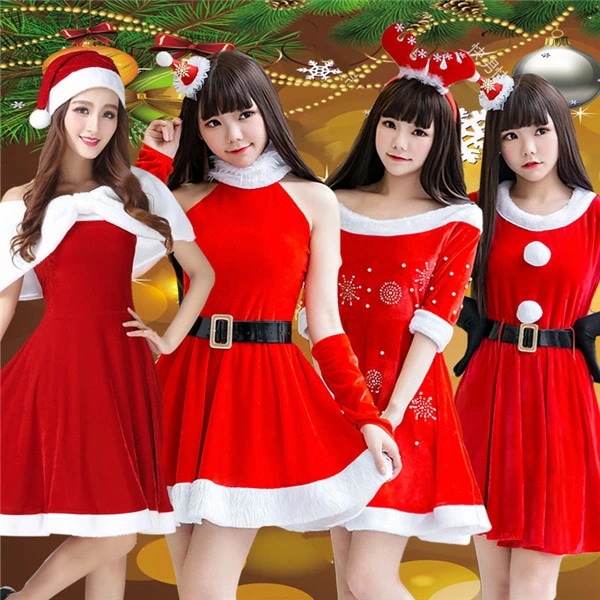 サンタ コスプレ サンタ コスチューム クリスマス 衣装 コスチューム セクシー 4タイプ ワンピース 帽子 シュガーサンタ セクシー be134c0c0t2