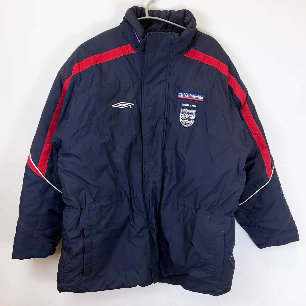 【中古】アンブロ 90s イングランド代表 中綿ジャケット ベンチコート ヴィンテージ M(EUサイズ) ネイビー メンズ UMBRO サッカー ウォームアップ