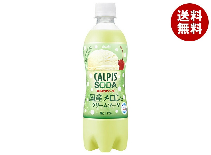 アサヒ飲料 カルピスソーダ 国産メロンのクリームソーダ 500mlPET＊24本入＊(2ケース)