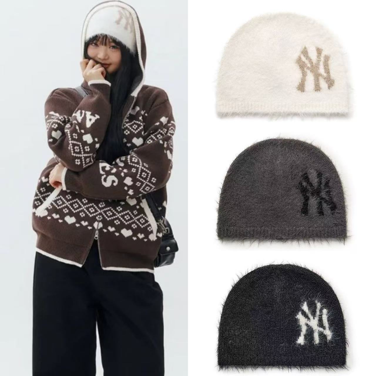 ヘアーリー·ノーリップ·ビーニー NY (Black)/ NY (Cream)/ NY (Charcoal Grey)