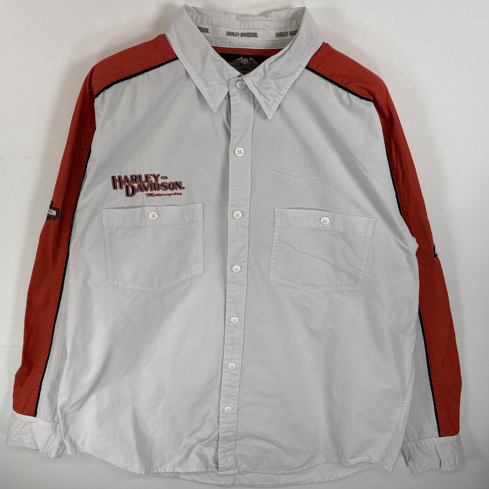 古着 長袖シャツ ボタンダウンシャツ ロゴ 刺繍 胸ポケ 不明 ホワイト系 ツートン メンズ