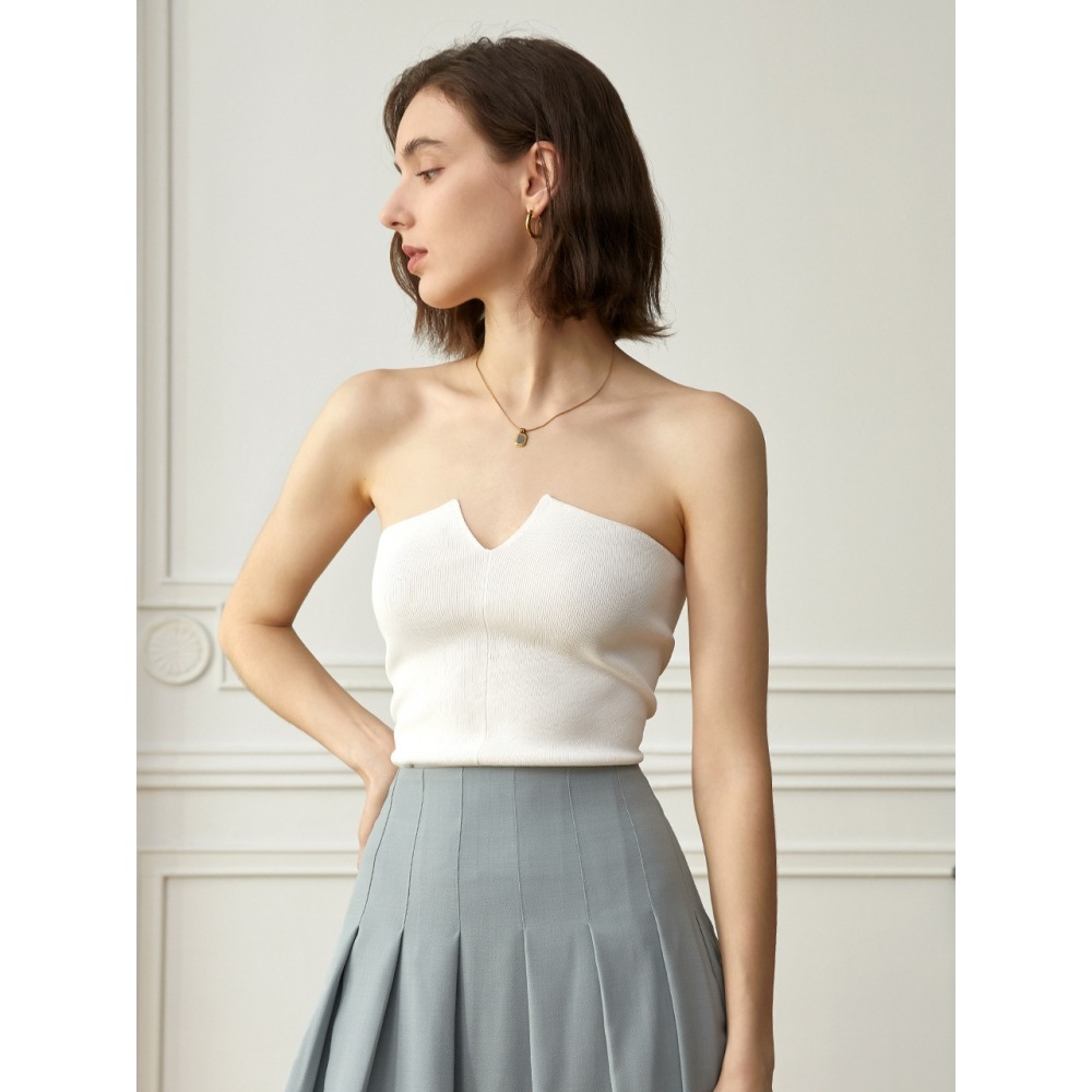 yyiam YY フレンチシンプルVラインチューブトップ 14,384円