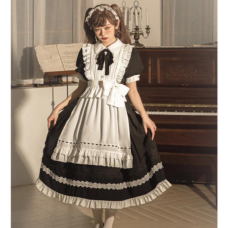 メイドさん半袖ロリータワンピースかわいいlolita甘いスカート