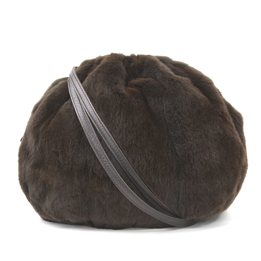 シャネル CHANEL ショルダーバッグ ファー/レザー ブラウン レディース h31185a